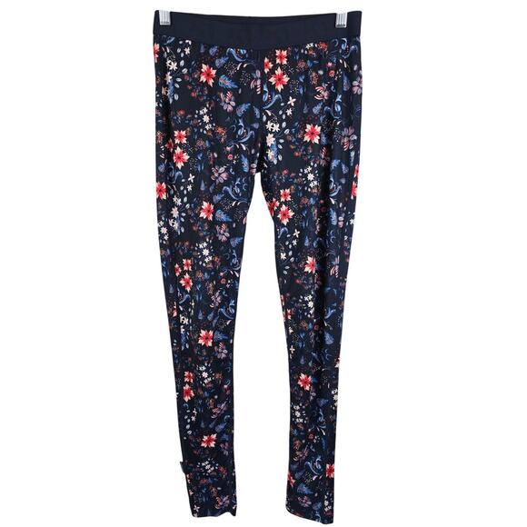 KARI TRAA Floral Design Athletic Athleisure Hiking Base Layer Leggings Women's M - Picture 1 of 4